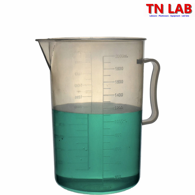 TN LAB Supply Pitcher Beaker 2000ml 2L Lab Quality Polypropylene with Handle