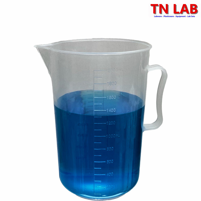 TN LAB Supply Pitcher Beaker 2000ml 2L Lab Quality Polypropylene with Handle