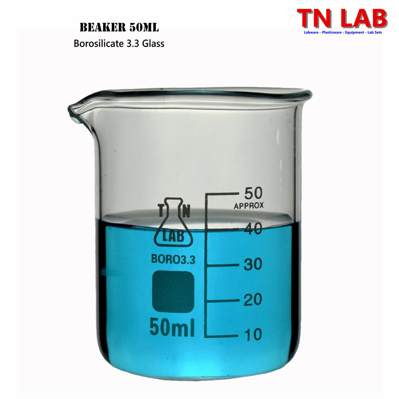 TN LAB Supply 50ml Beaker Borosilicate 3.3 Glass
