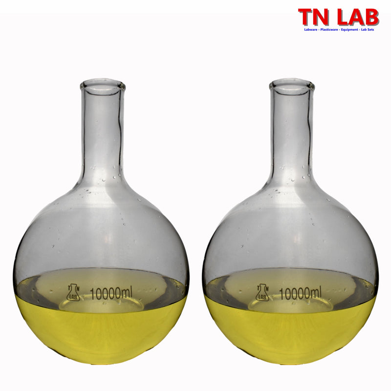 TN LAB Supply 10000ml 10L Flat Bottom Boiling Flask Thick-Wall Borosilicate 3.3 Glass 2-Pack