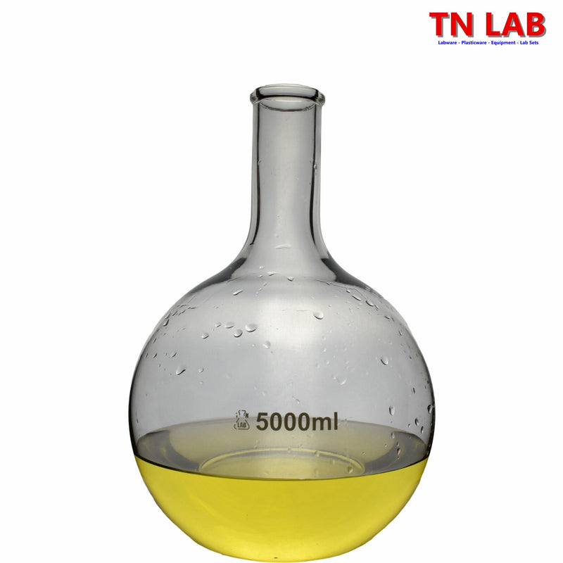 TN LAB Supply 5000ml 5L Flat Bottom Boiling Flask Thick-Wall Borosilicate 3.3 Glass