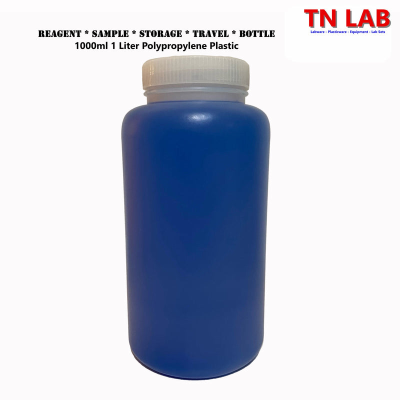 TN LAB Supply 1000ml 1L Reagent Storage Bottle Polypropylene with Cap REBOT PP 1L