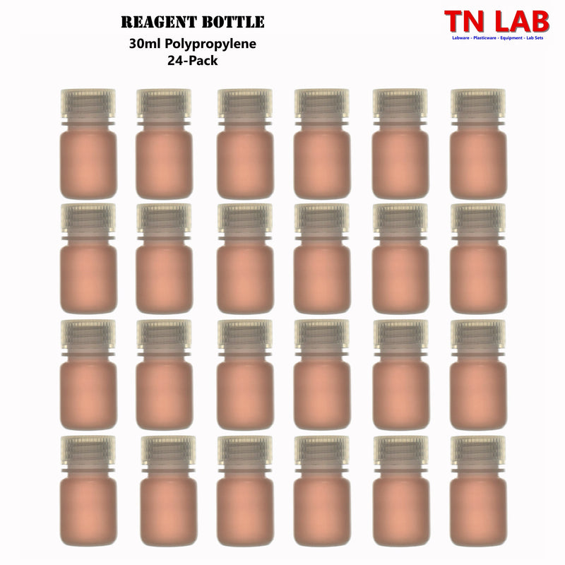 TN LAB Supply 30ml Reagent Storage Bottle Polypropylene with Cap REBOT PP 30ml 24-Pack