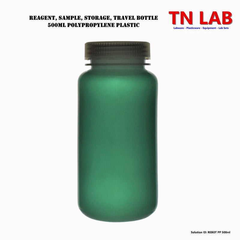 TN LAB Supply 500ml Reagent Storage Bottle Polypropylene with Cap REBOT PP 500ml