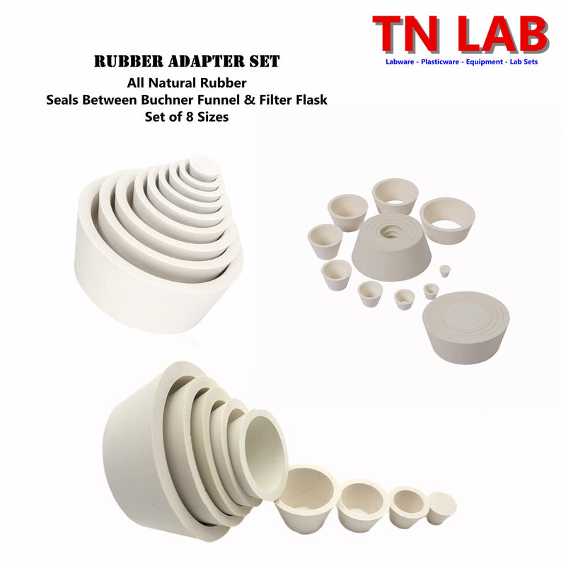 Filter Flask Buchner Funnel Vacuum Sealing Adapters Cone Shaped Rubber 8-Sizes
