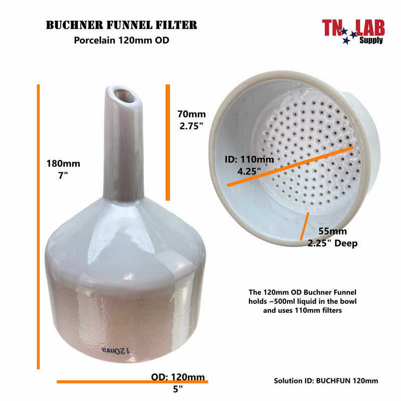 TN Lab Supply Buchner Funnel 120mm Dimensions