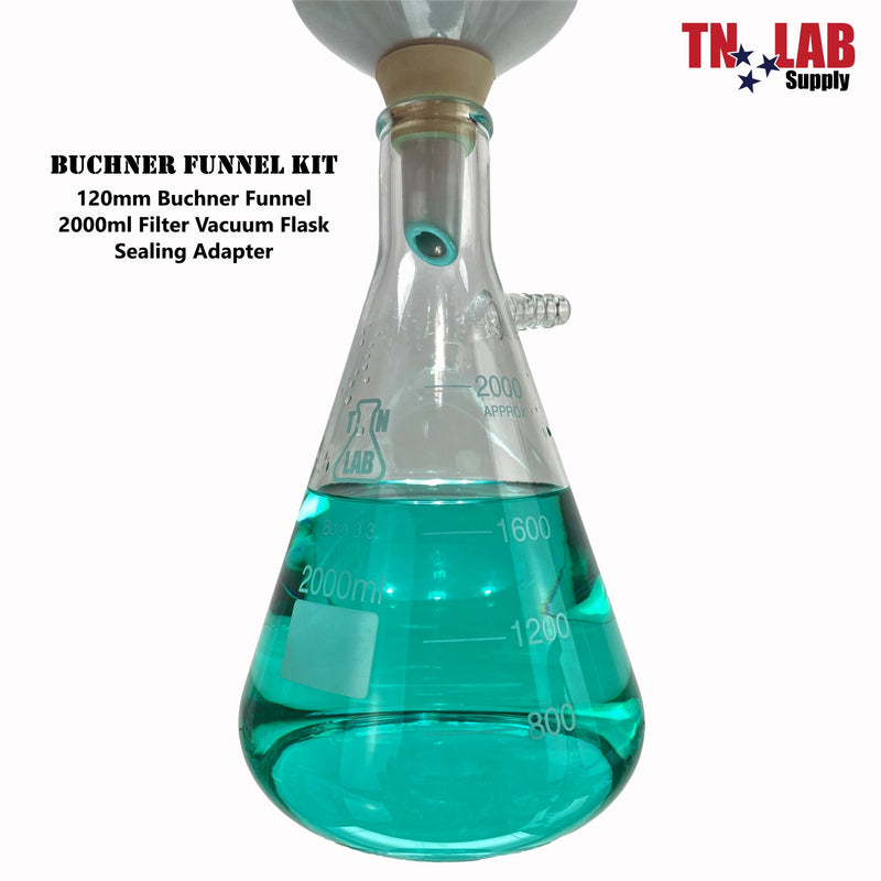 TN LAB Buchner Funnel Kit Set 2000ml 2L plus 120mm Buchner Funnel Flask View