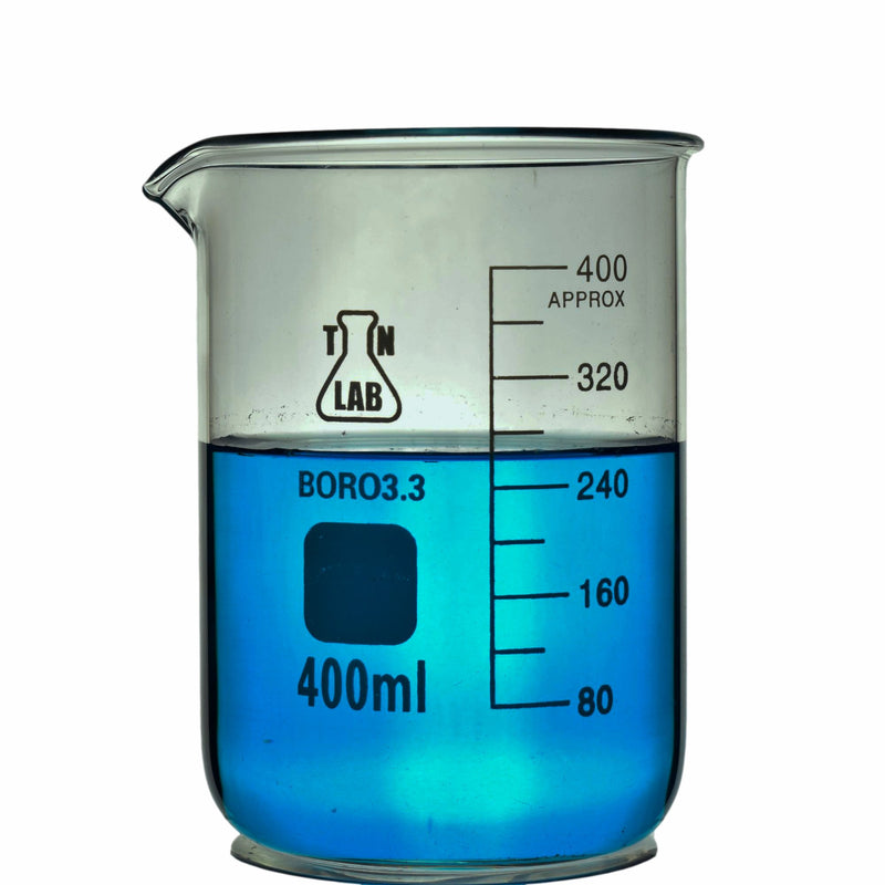 TN LAB Supply Beaker 400ml Borosilicate 3.3 Glass Beaker
