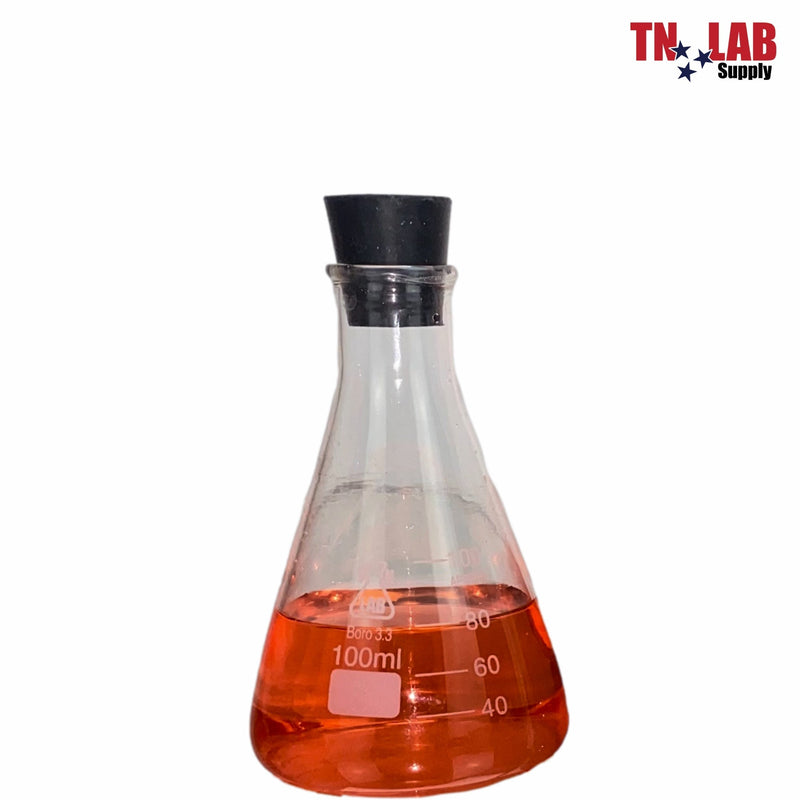 TN LAB Erlenmeyer Conical Flask Borosilicate Glass w-Rubber Stopper 100ml