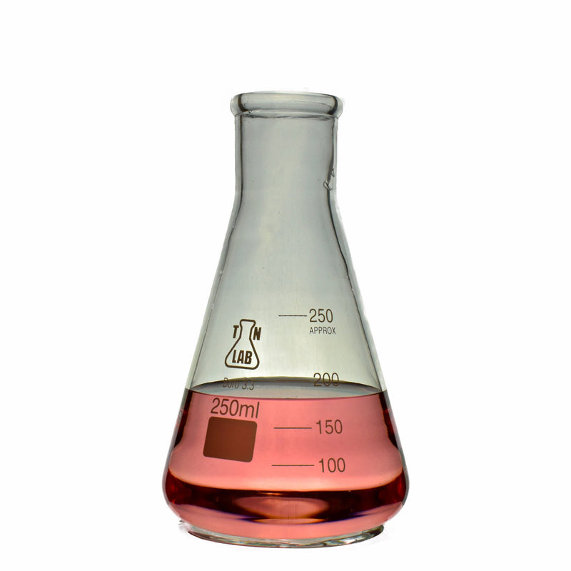 TN LAB Supply Conical Erlenmeyer Flask 250ml Borosilicate 3.3 Glass