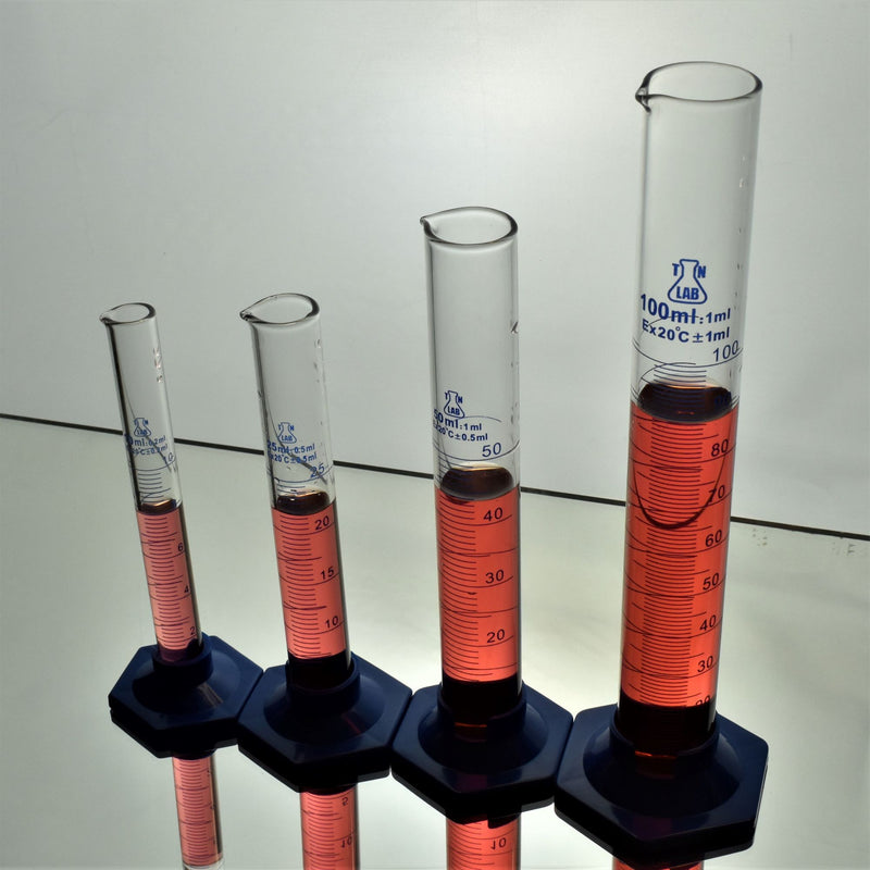 TN LAB Supply Graduated Measuring Cylinders 4-Piece SET Borosilicate 3.3 Glass 10-25-50-100ml