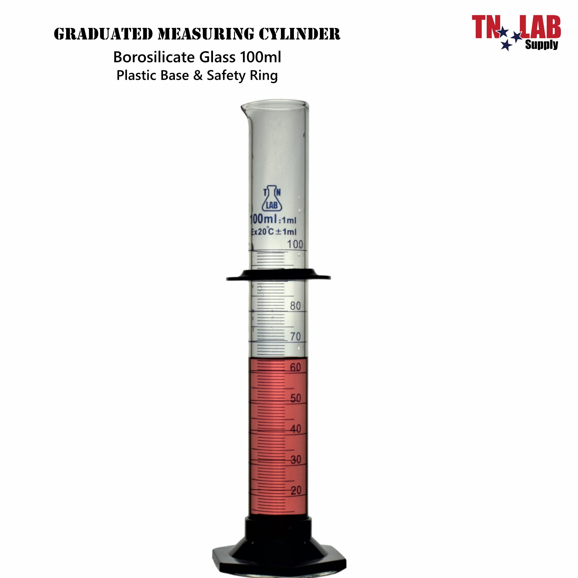 StonyLab 4-Pack Borosilicate Glass 100ml Heavy Wall Graduated Cylinder Measuring Cylinder - 100ml