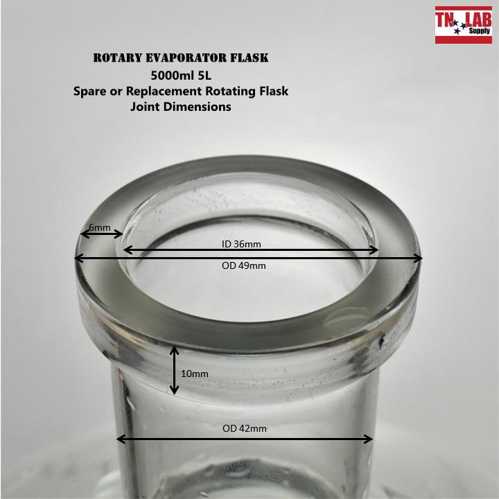 TN LAB Supply Rotary Evaporator Flask 5L Dimensions