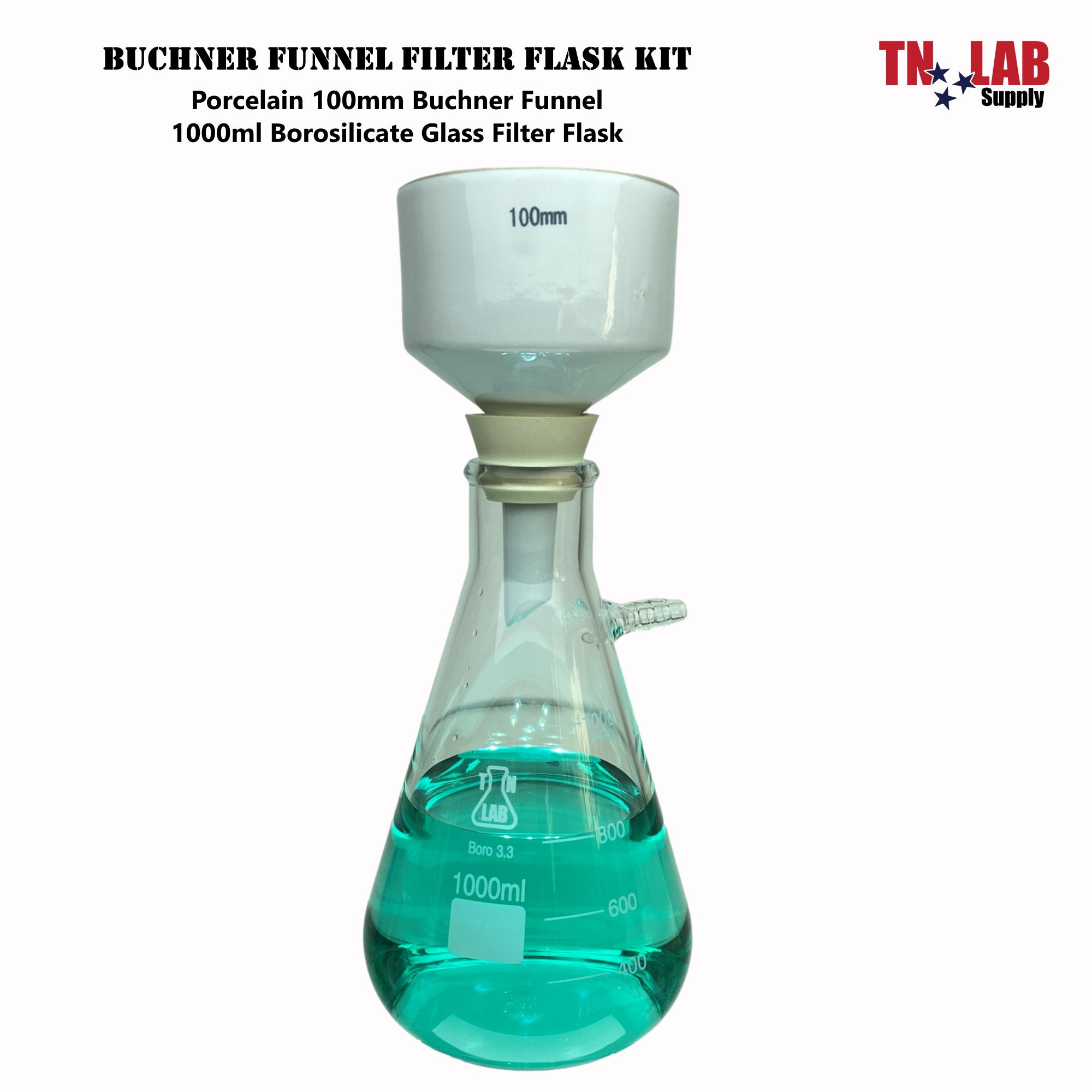 Buchner Funnel Kit Filter Flask SET 100mm Funnel and 1000ml 1L Vacuum
