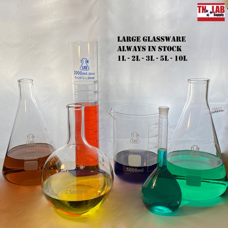 TN LAB Supply Large Lab Glassware 1000ml 2000ml 3000ml 5000ml 10000ml 1L 2L 3L 5L 10L Always in Stock