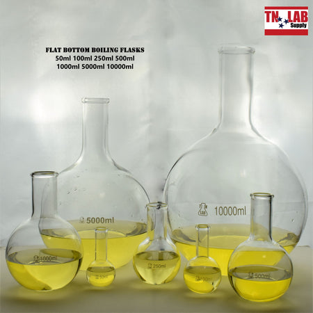 TN LAB Supply Flat Bottom Boiling Flasks 50ml 100ml 250ml 500ml 1000ml 5000ml 10000ml