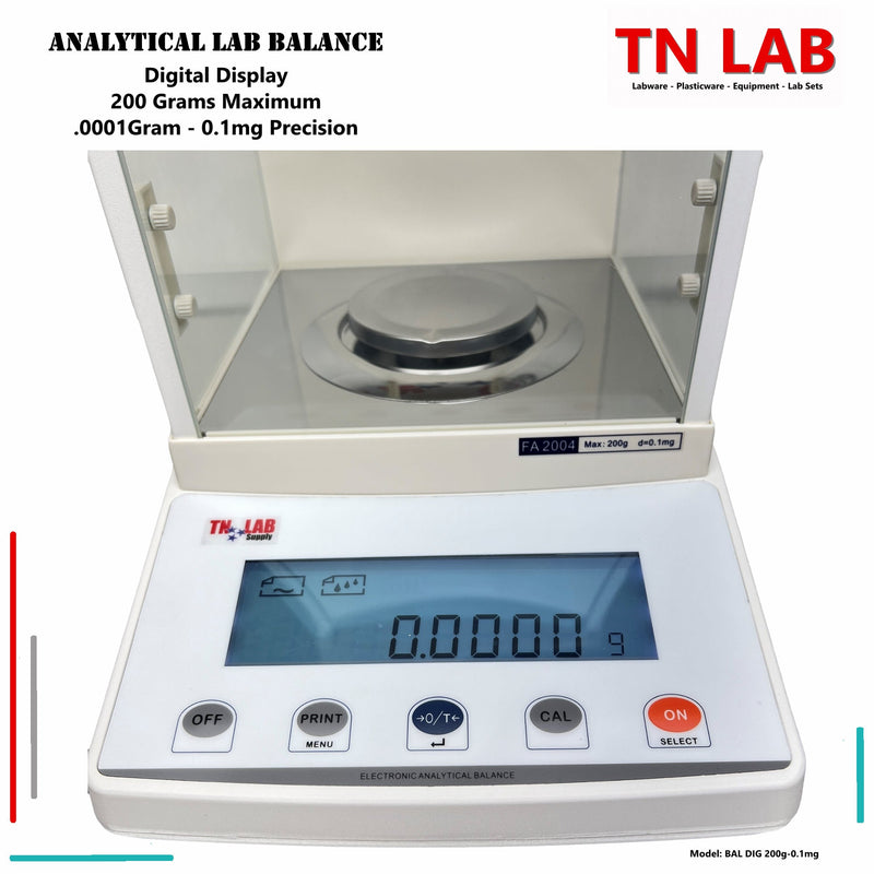 Analytical Balance Digital - 200 grams - 0.0001 gram - 0.1 mg Push Button Control and Display Screen