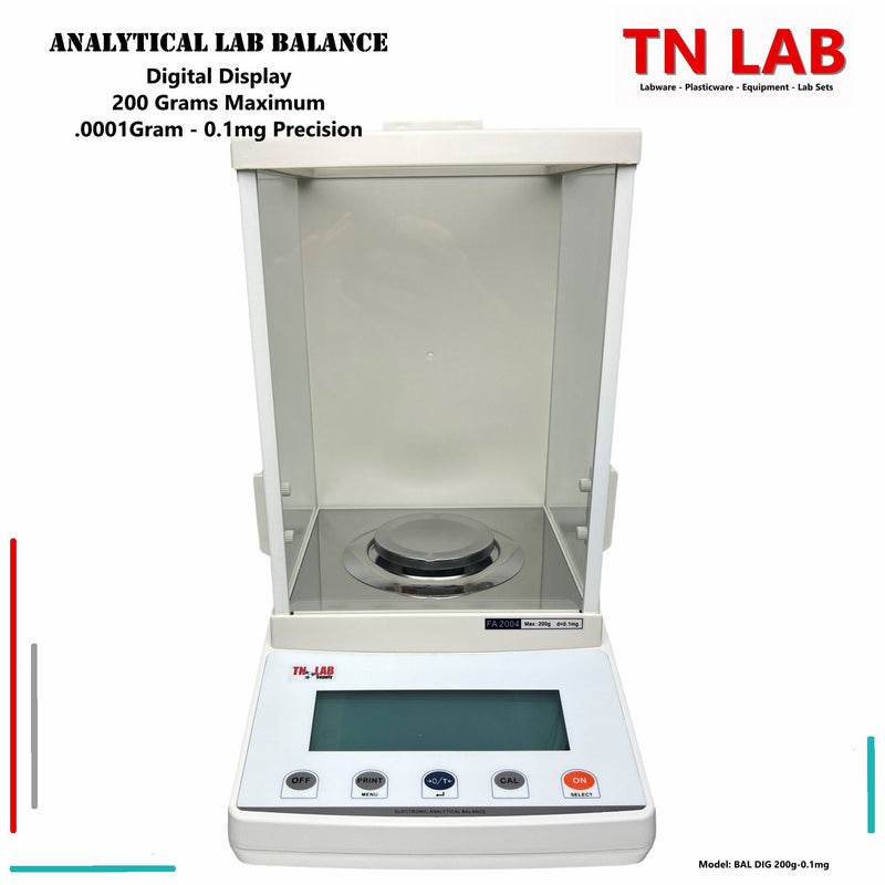 Analytical Balance Digital - 200 grams - 0.0001 gram - 0.1 mg Push Button Control and Display Screen