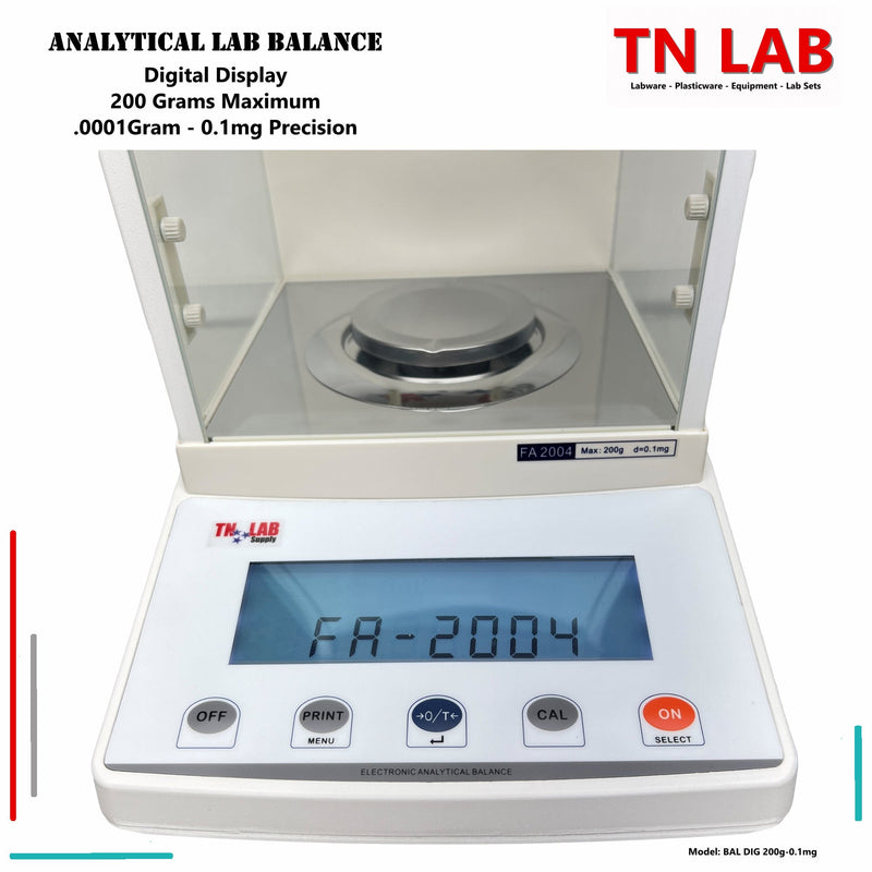 Analytical Balance Digital - 200 grams - 0.0001 gram - 0.1 mg Push Button Control and Display Screen