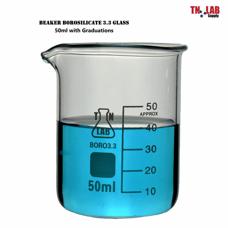 TN LAB Supply 50ml Beaker Borosilicate 3.3 Glass Beaker