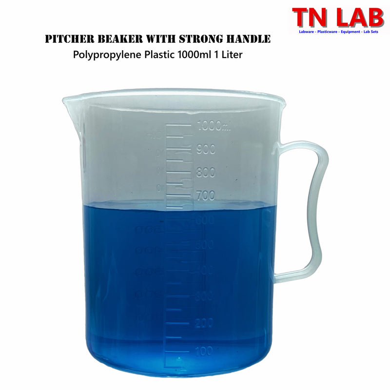 TN LAB Supply Pitcher Beaker 1000ml 1L Lab-Quality Polypropylene with Handle