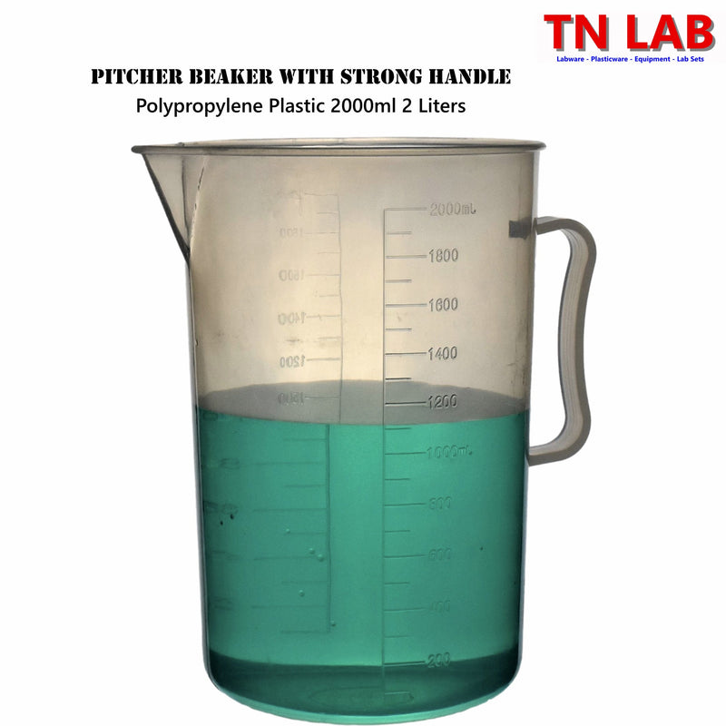 TN LAB Supply Pitcher Beaker 2000ml 2L Lab-Quality Polypropylene with Handle