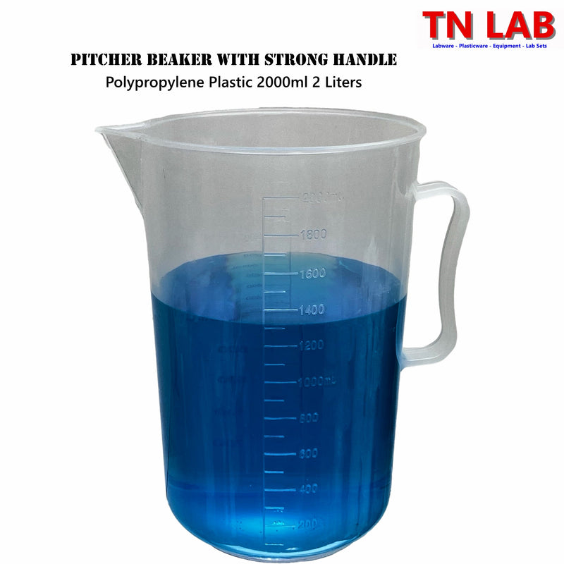 TN LAB Supply Pitcher Beaker 2000ml 2L Lab-Quality Polypropylene with Handle