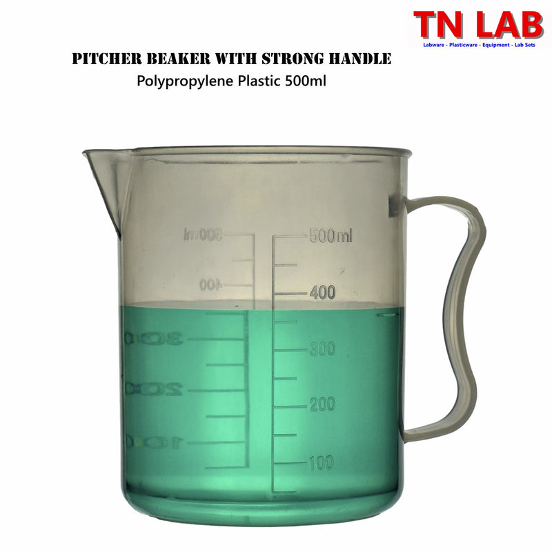 TN LAB Supply Pitcher Beaker 500ml Lab-Quality Polypropylene with Handle