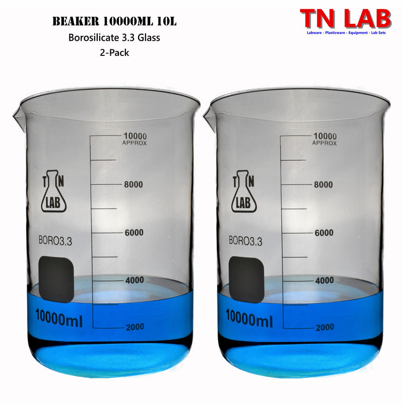 TN LAB Beaker 10000ml 10L Borosilicate Glass 2-Pack