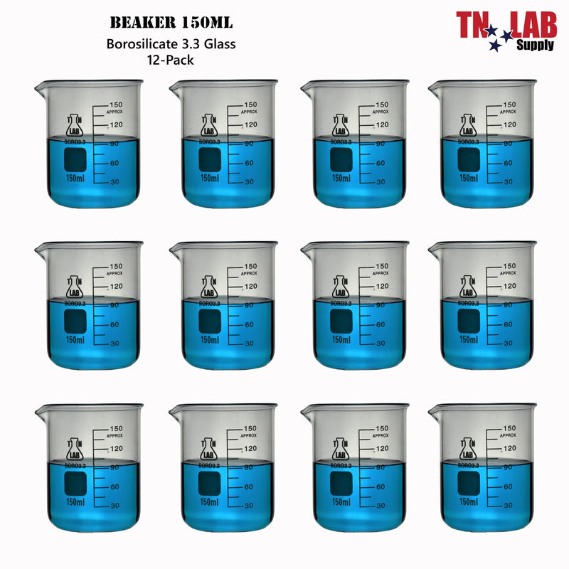 TN LAB BEAKER 150ml Borosilicate Glass Beaker 12-Pack