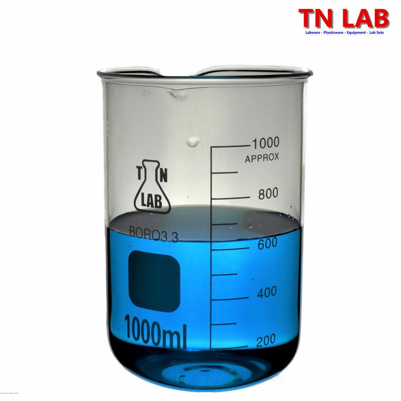 TN LAB Beaker 1000ml 1L Borosilicate 3.3 Glass