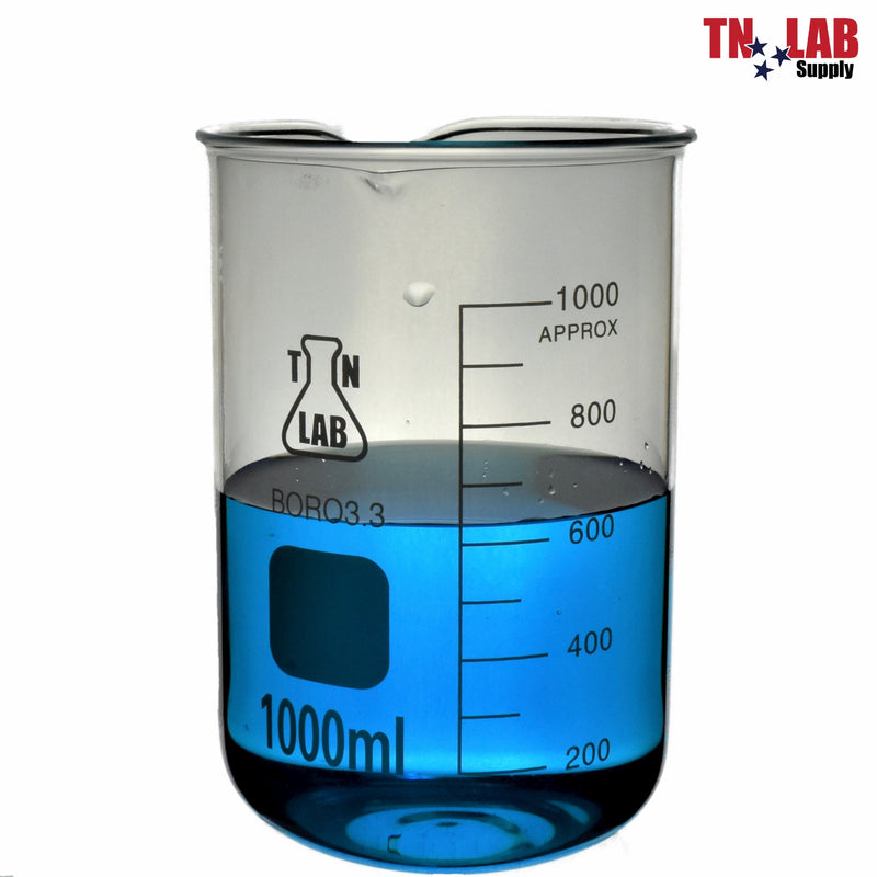 TN LAB BEAKER 1000ml 1L Borosilicate Glass Beaker