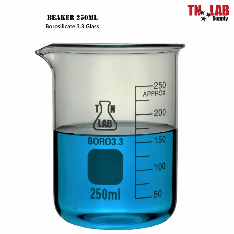 TN LAB Supply 250ml Beaker Borosilicate 3.3 Glass Beaker
