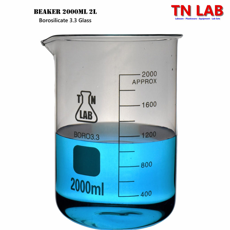 TN LAB Beaker 2000ml 2L Borosilicate 3.3 Glass