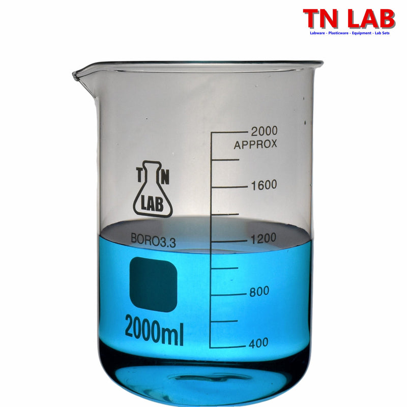 TN LAB Beaker 2000ml 2L Borosilicate 3.3 Glass