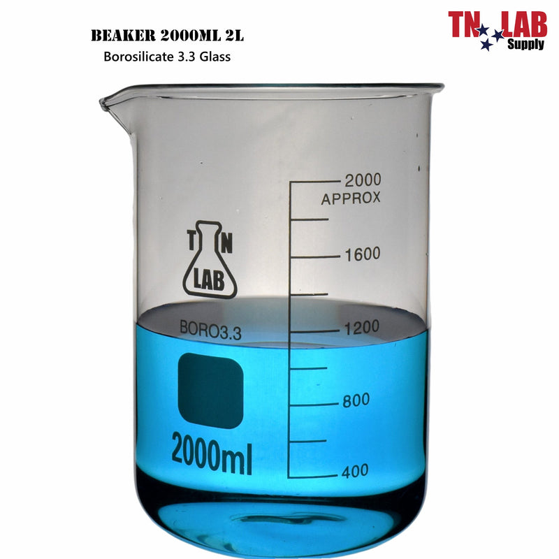TN LAB BEAKER 2000ml 2L Borosilicate Glass Beaker