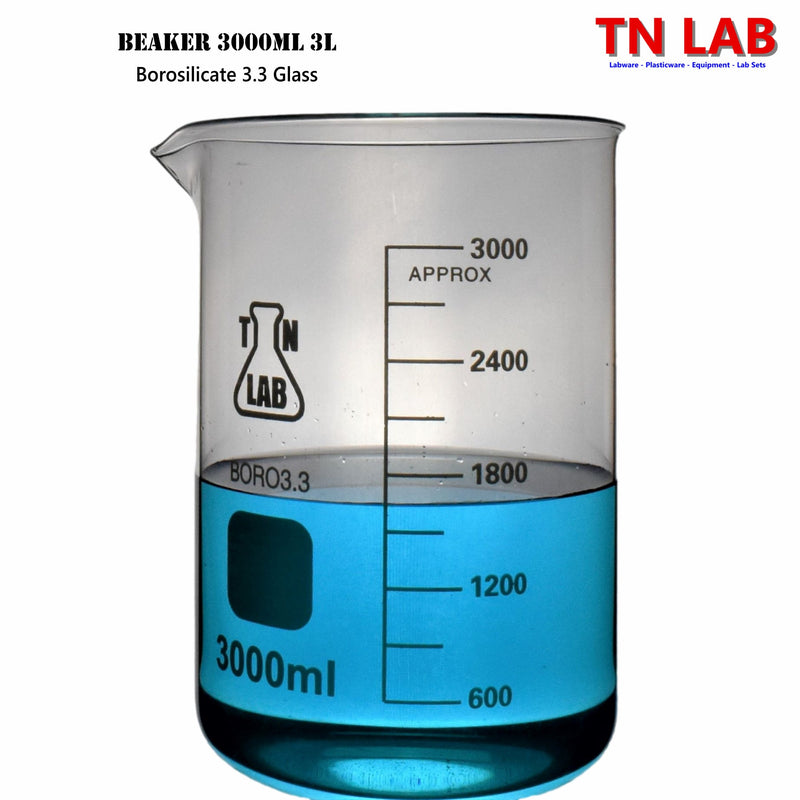 TN LAB Beaker 3000ml 3L Borosilicate 3.3 Glass