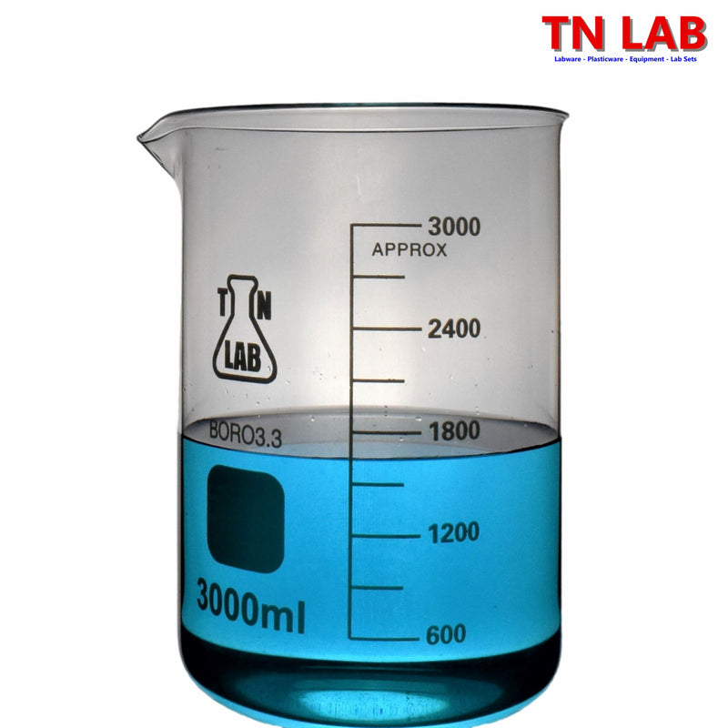 TN LAB Beaker 3000ml 3L Borosilicate 3.3 Glass