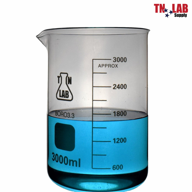 TN LAB BEAKER 3000ml 3L Borosilicate Glass Beaker