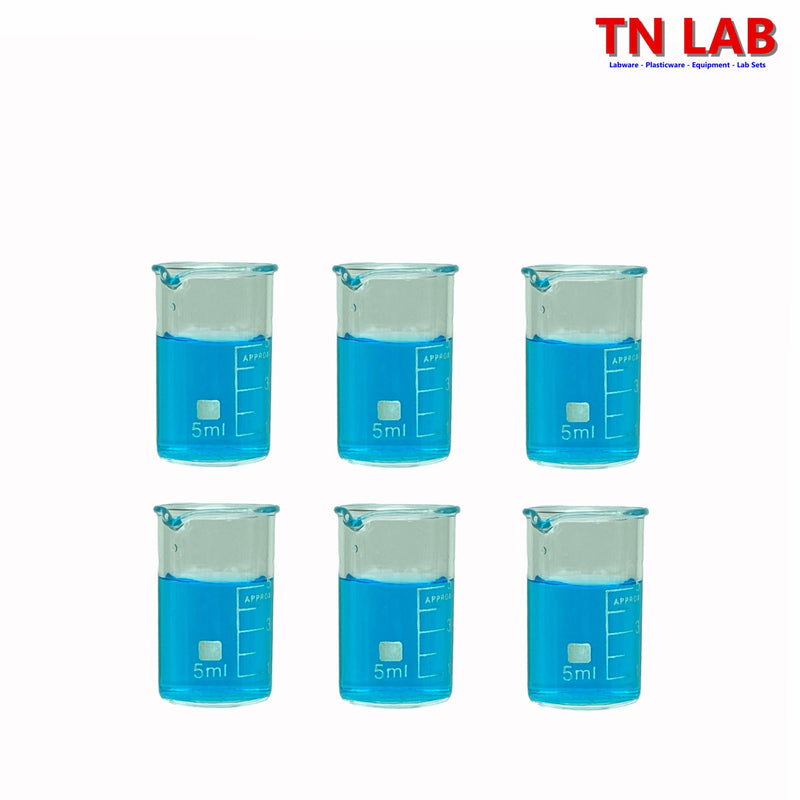 TN LAB Beaker 5ml Borosilicate 3.3 Glass 6-Pack