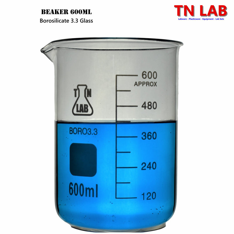 TN LAB Beaker 600ml Borosilicate 3.3 Glass