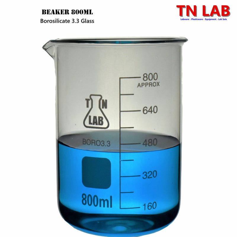 TN LAB Beaker 800ml Borosilicate 3.3 Glass