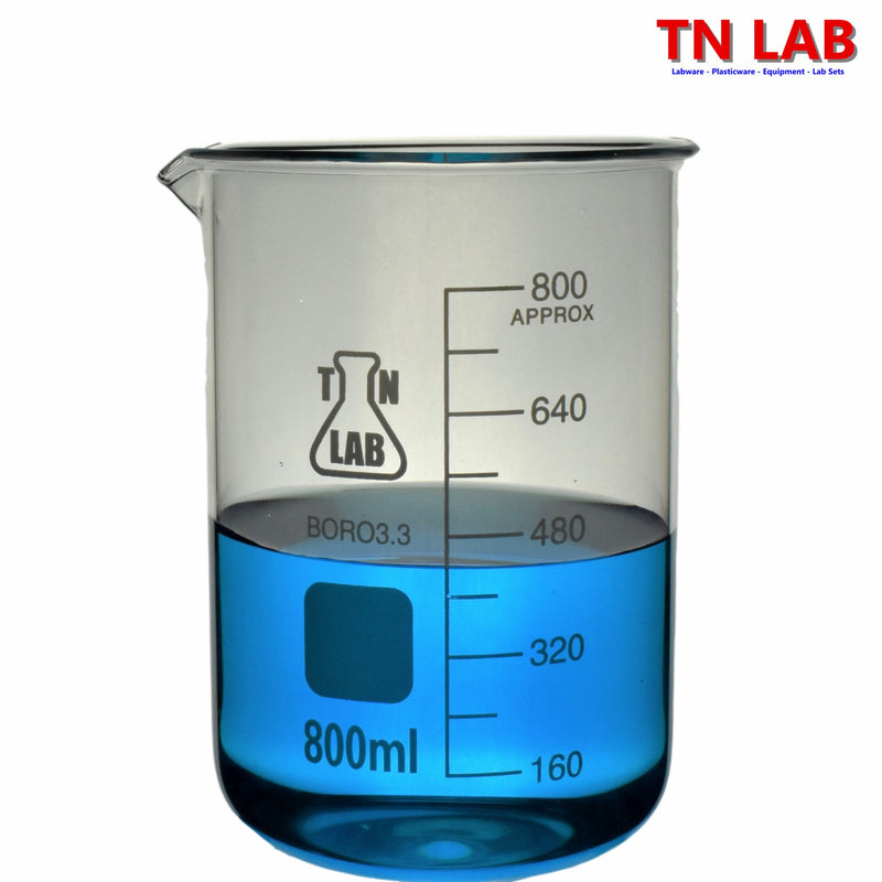 TN LAB Beaker 800ml Borosilicate 3.3 Glass