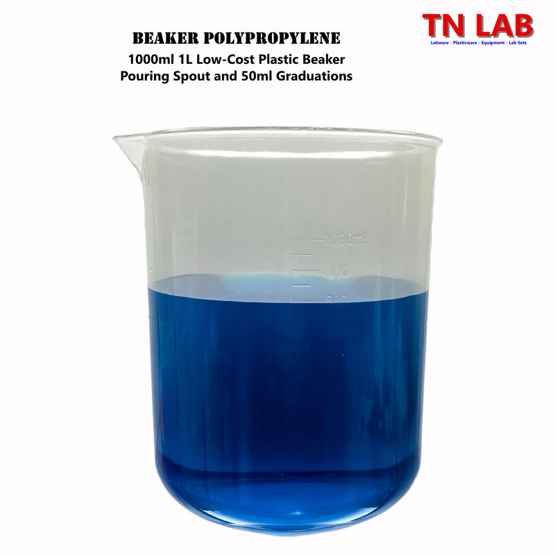TN LAB Supply Beaker Low-Cost 1000ml 1L Polypropylene