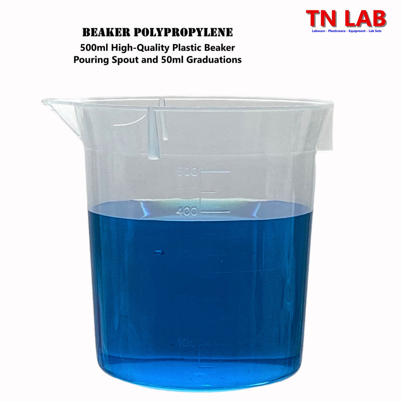 TN LAB Supply Beaker Lab-Quality 500ml Polypropylene