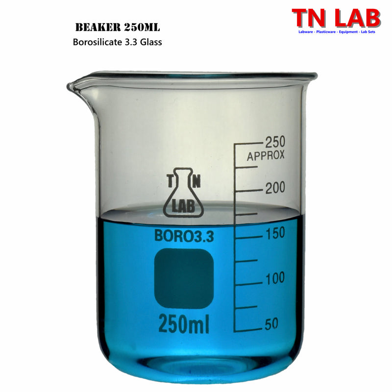TN LAB Supply Beaker Borosilicate 3.3 Glass 250ml with graduations