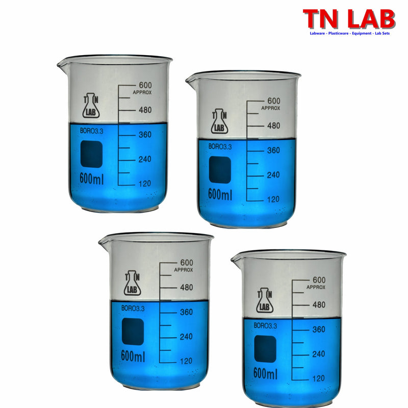 TN LAB Supply Beaker Borosilicate 3.3 Glass 300ml 8-Pack