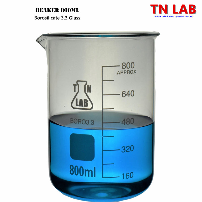 TN LAB Supply Beaker Borosilicate 3.3 Glass 800ml with graduations