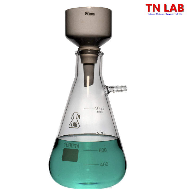 TN LAB Supply 1000ml 1L Buchner Funnel Kit with 1L Filter Flask Vacuum Flask and 80mm Buchner Funnel plus Sealing Adapter