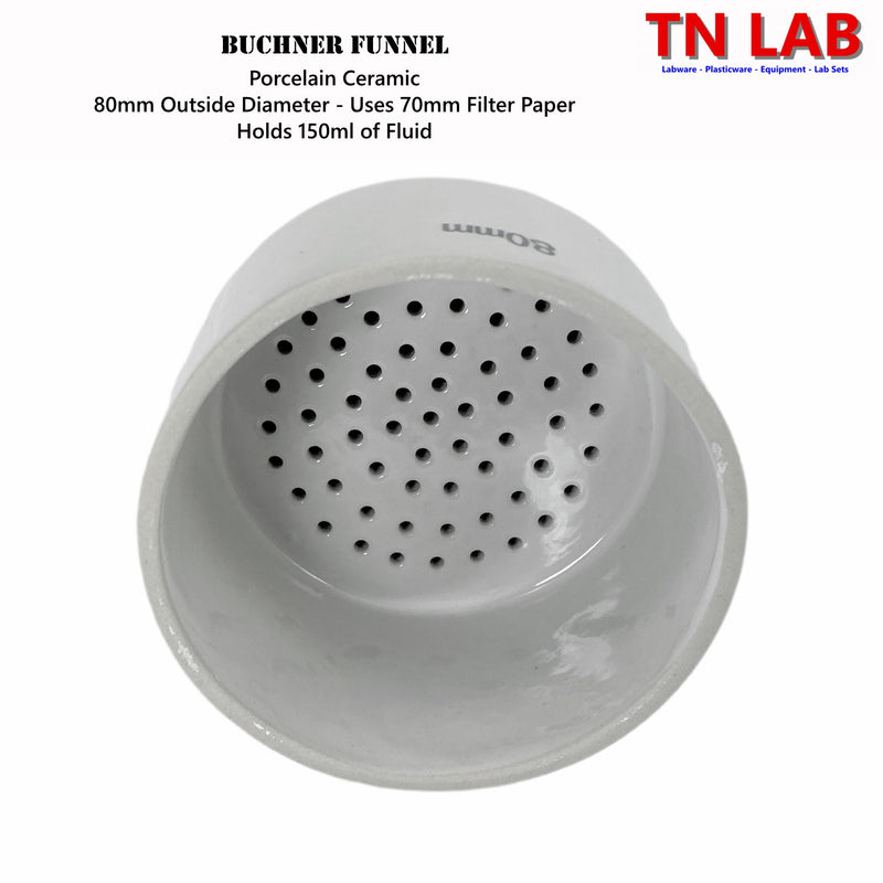TN LAB Supply 80mm Porcelain Buchner Funnel